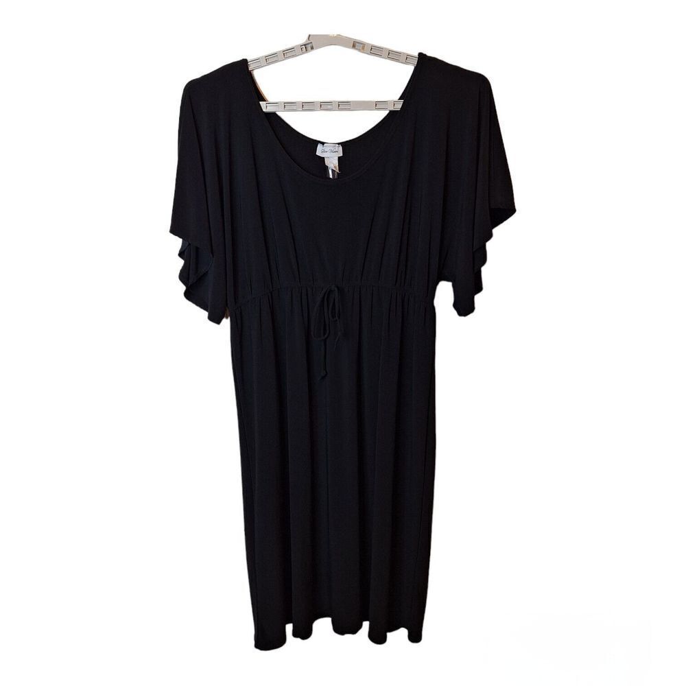 Star Vixen Womens Pullover Dress 3X Flutter‎ Sleeve Elastic Waist Black Goth VTG